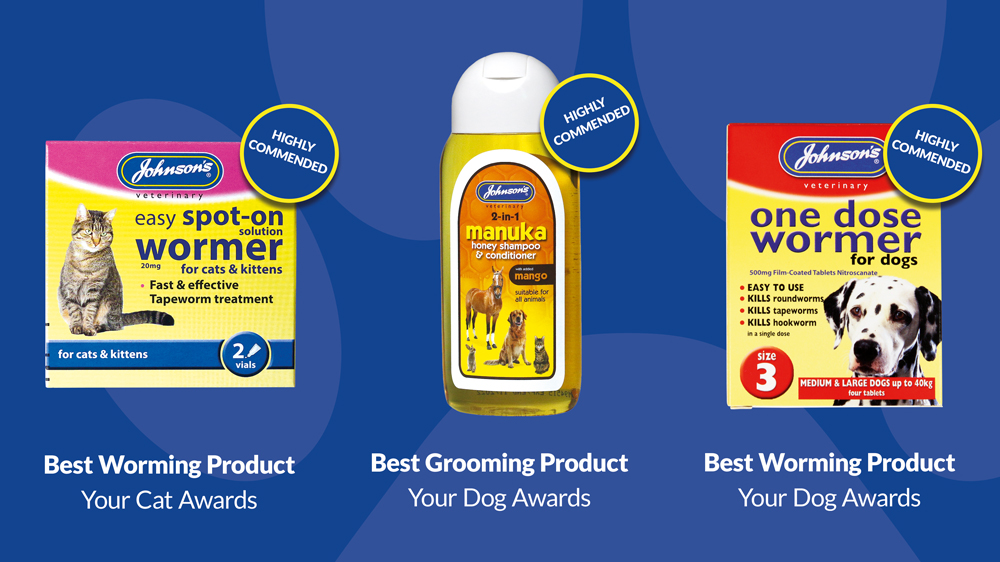 You are currently viewing Johnson’s celebrates three commendations at prestigious pet product awards   